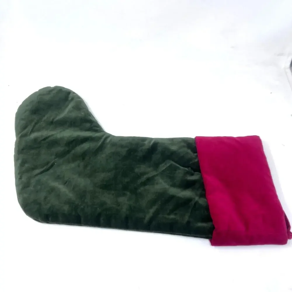 Pottery Barn Christmas Stocking DAD Velvet Green Red Cuff‎ Medium 20